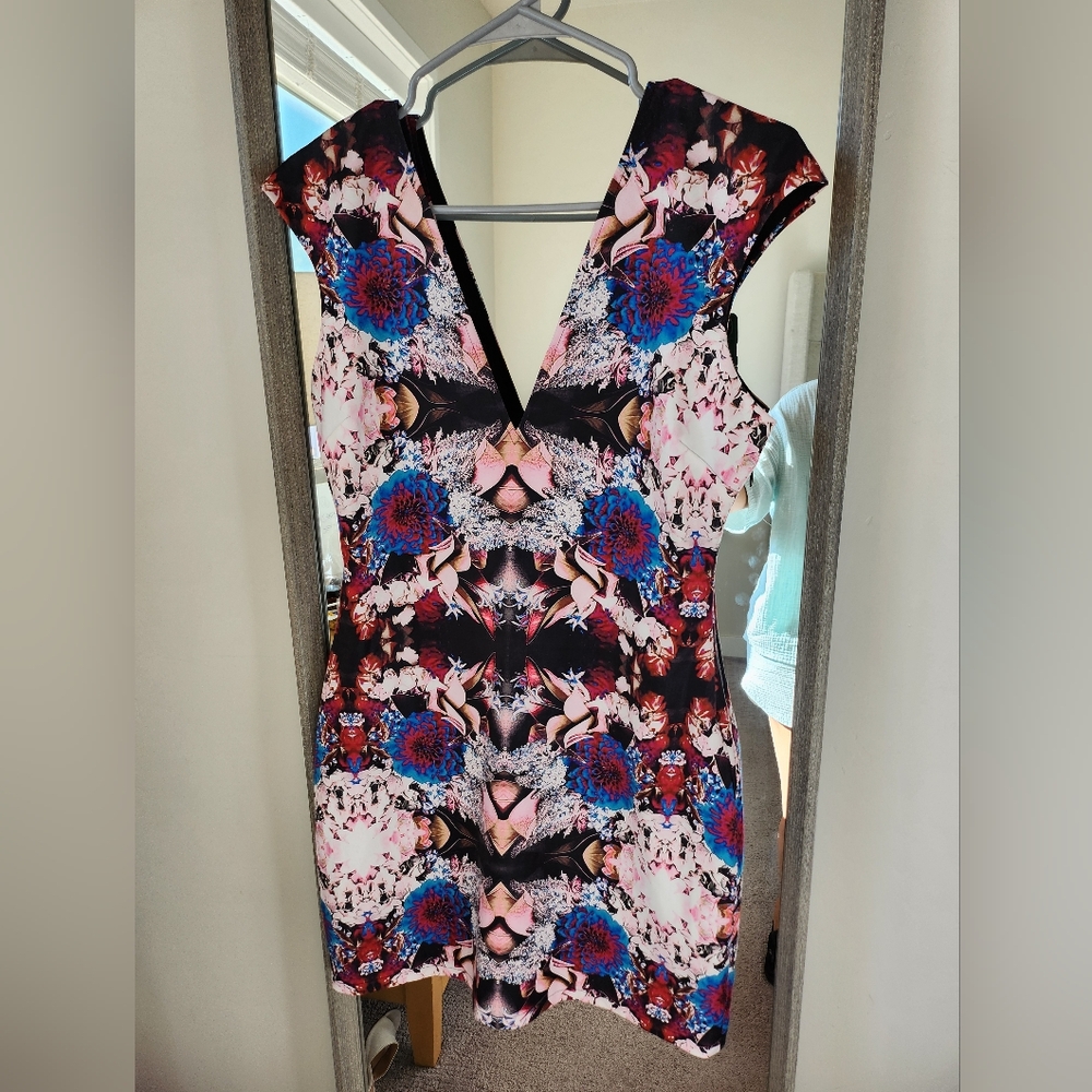 Flower Print Mini Cocktail Dress